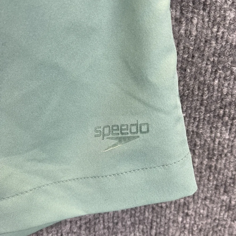 Speedo Shorts Men's Small Light Green Swim Trunks Elastic Waist Drawstring Lined